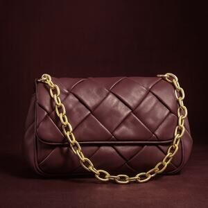 Jules Kae Charlie Vegan Leather Shoulder Bag Burgundy NWT